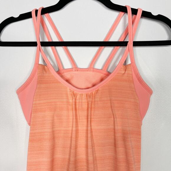 Athleta XSmall Coral Orange Spacedye Strappy Built In Bra Tank Top Yoga Workout - Picture 3 of 7